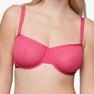 CUUP The Balconette Bra 36D Sheer Mesh Fuchsia Red Pink